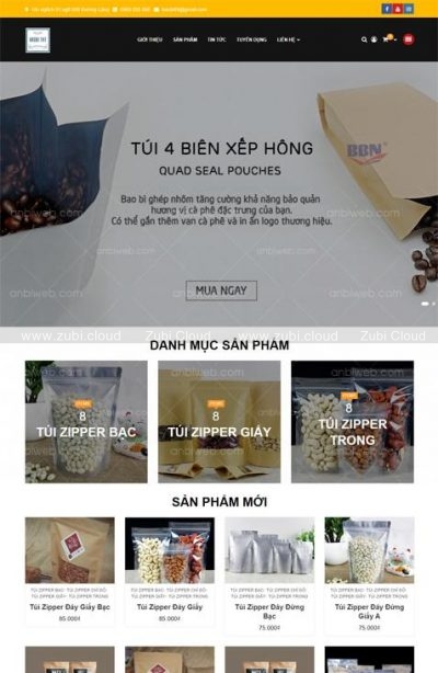 Theme WordPress shop bao bì, túi Zipper